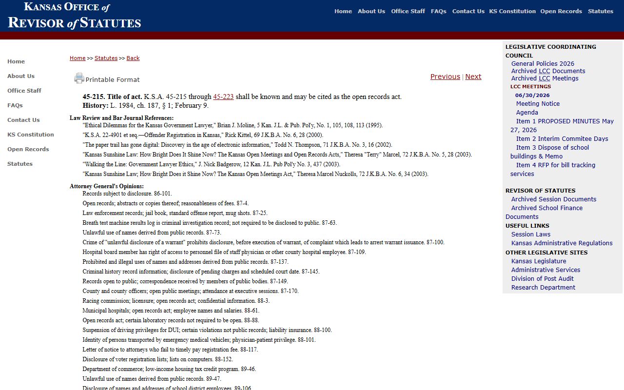 Phillips County Clerk of the District Court Kansas Open Records Act title
