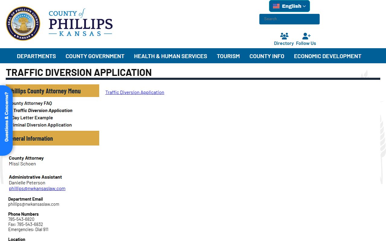 Phillips County arrest records traffic diversion application
