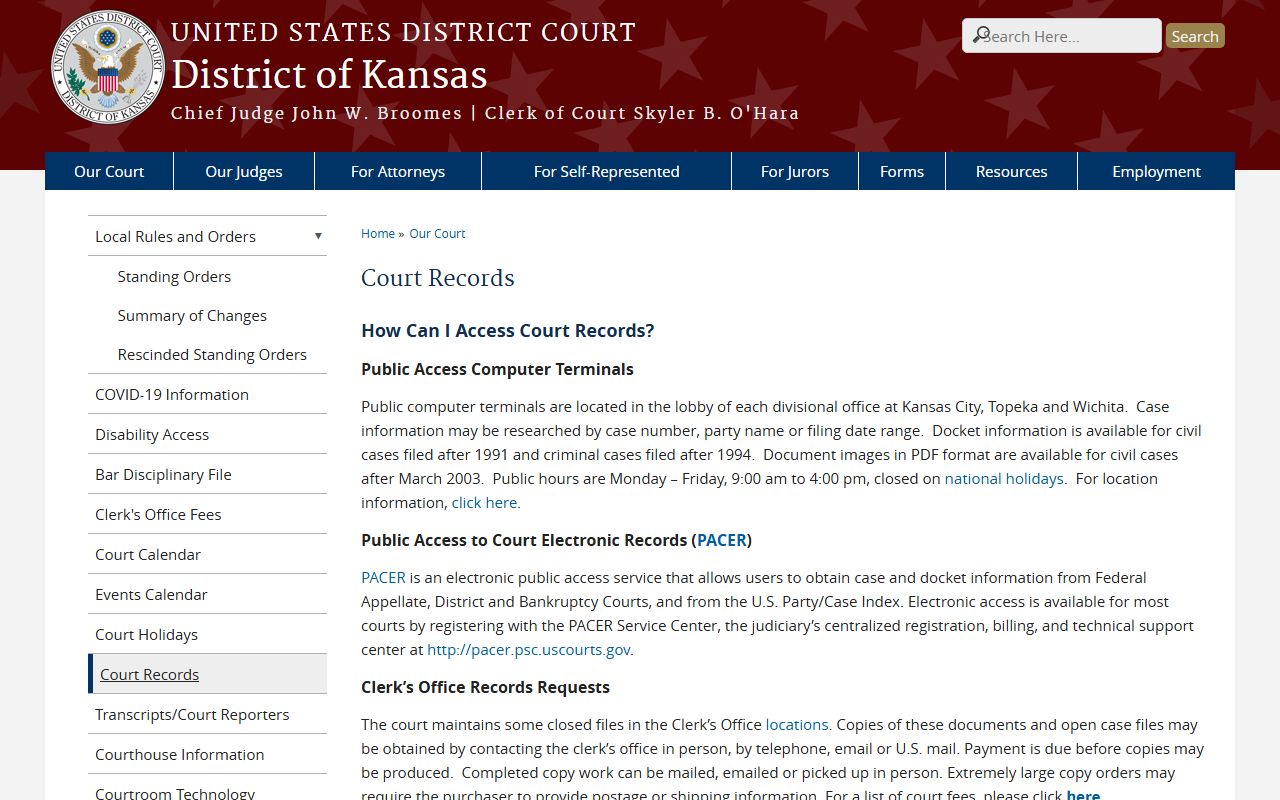 Phillips County court dockets federal court records page