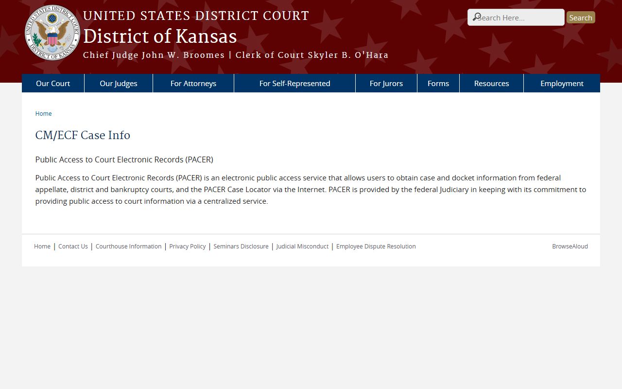 Phillips County court dockets District of Kansas CM ECF case information