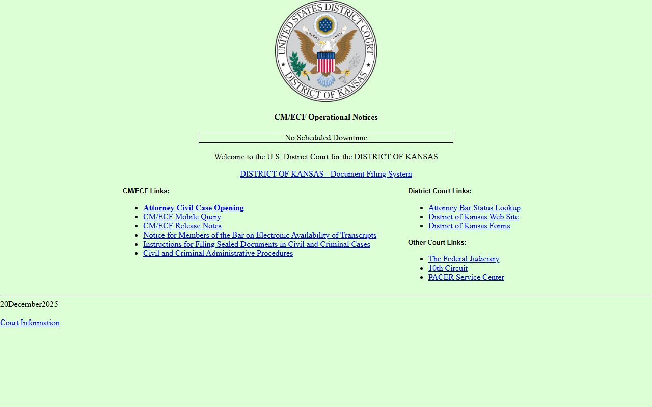 Phillips County court dockets District of Kansas CM ECF login