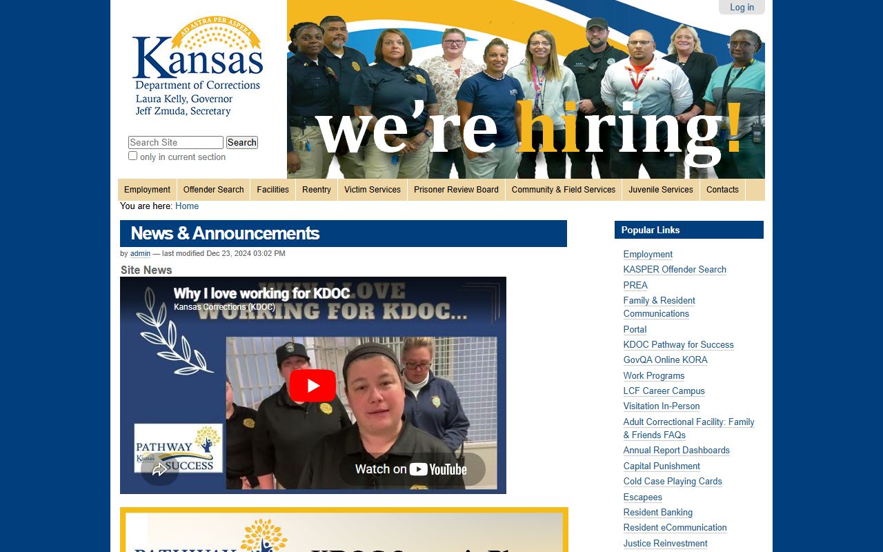 Phillips County court dockets Kansas Department of Corrections homepage
