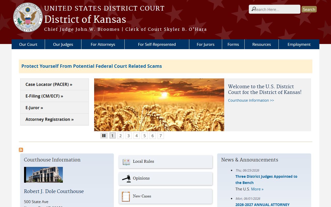 Phillips County court dockets District of Kansas homepage
