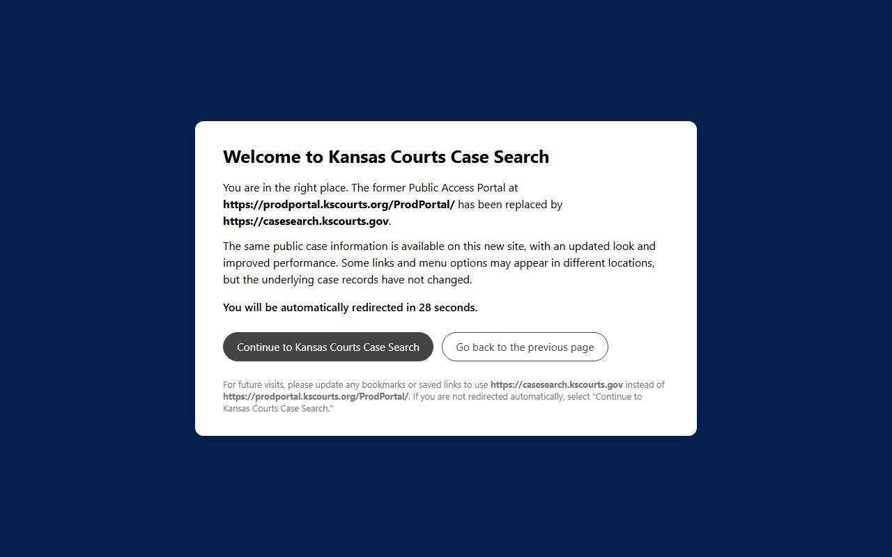 Phillips County court records CaseSearch redirect notice
