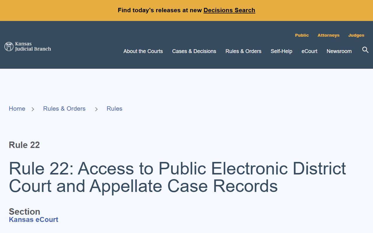 Phillips County court records Kansas Supreme Court Rule 22