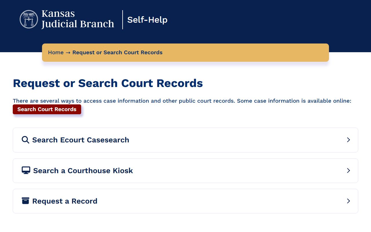 Phillips County court records Kansas Self-Help request page