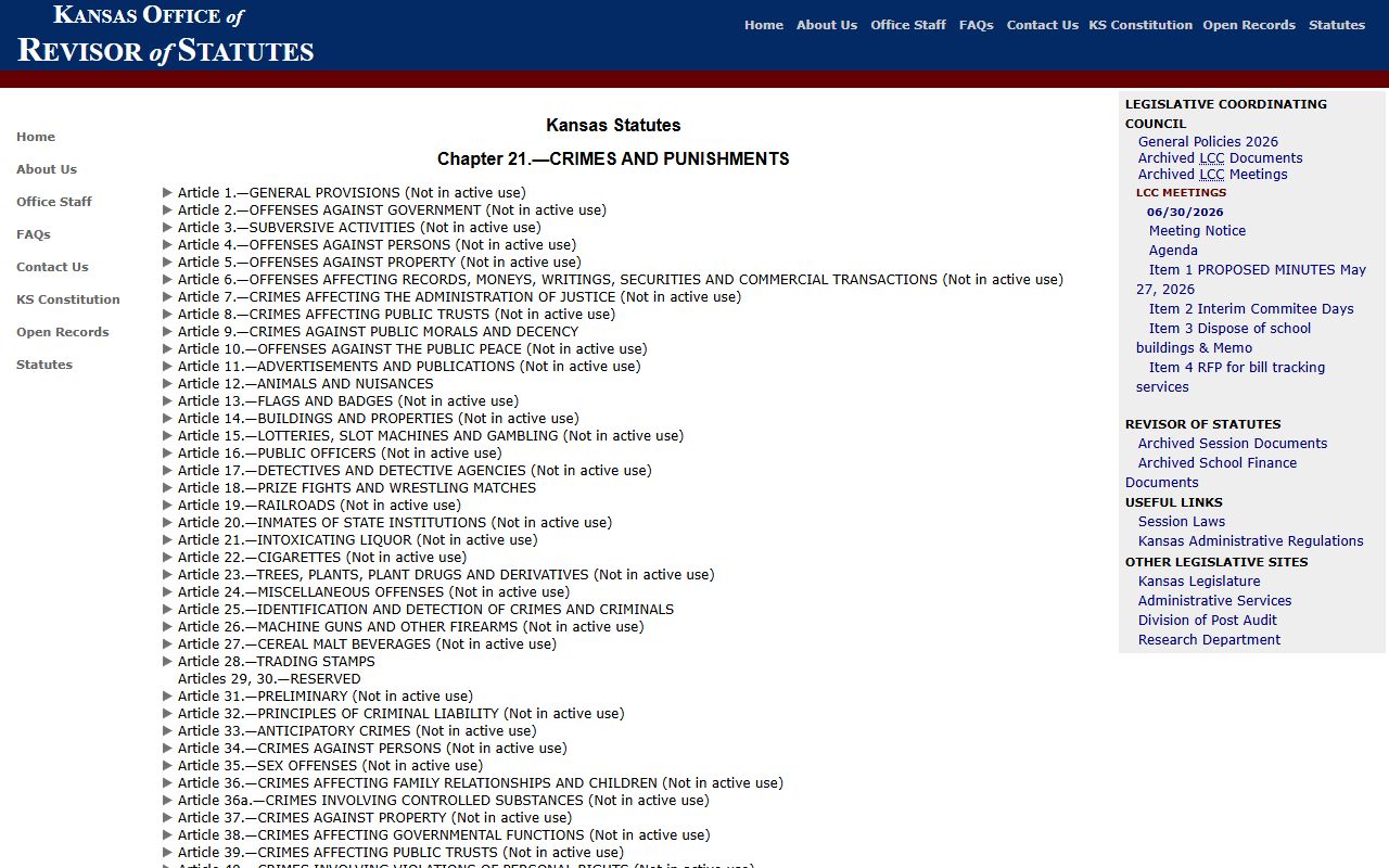 Phillips County criminal court records Kansas crimes chapter