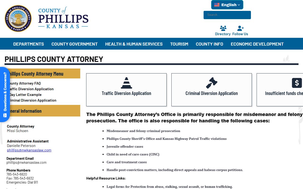 Phillips County criminal court records County Attorney page