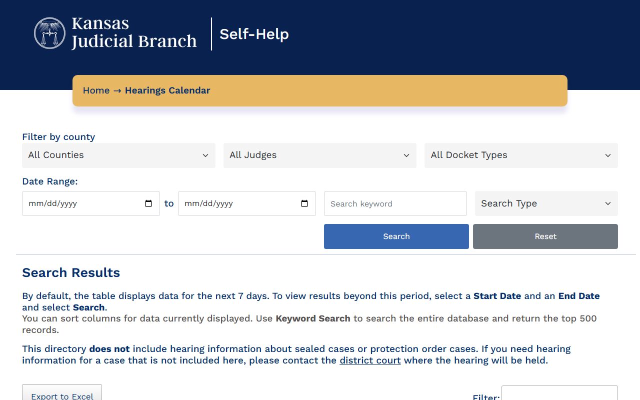 Phillips County court records Kansas hearing calendar
