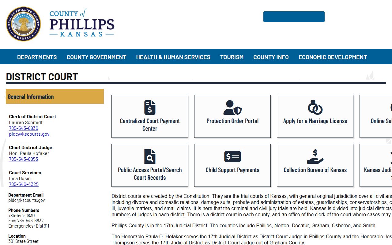 Phillips County court records district court page