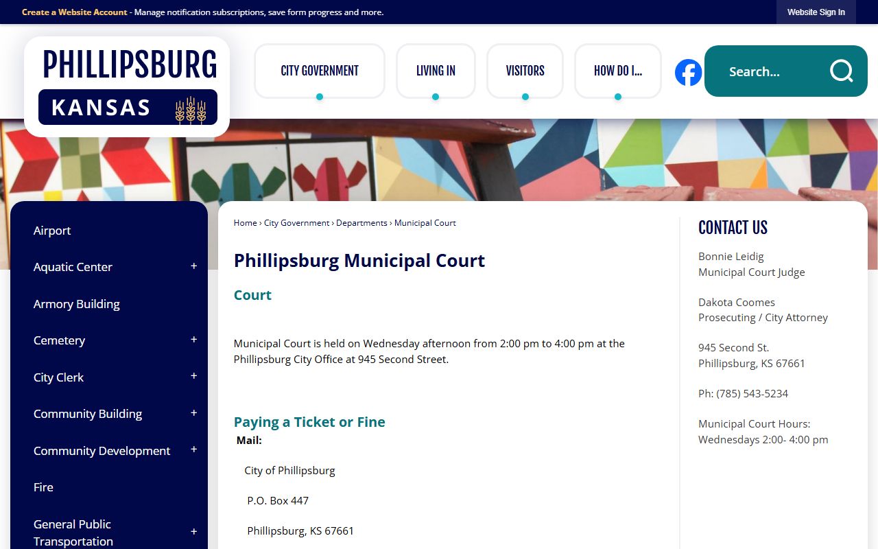 Phillips County court records Phillipsburg Municipal Court page