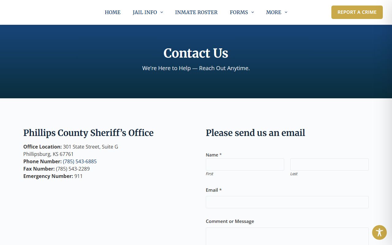 Phillips County inmate records sheriff contact page
