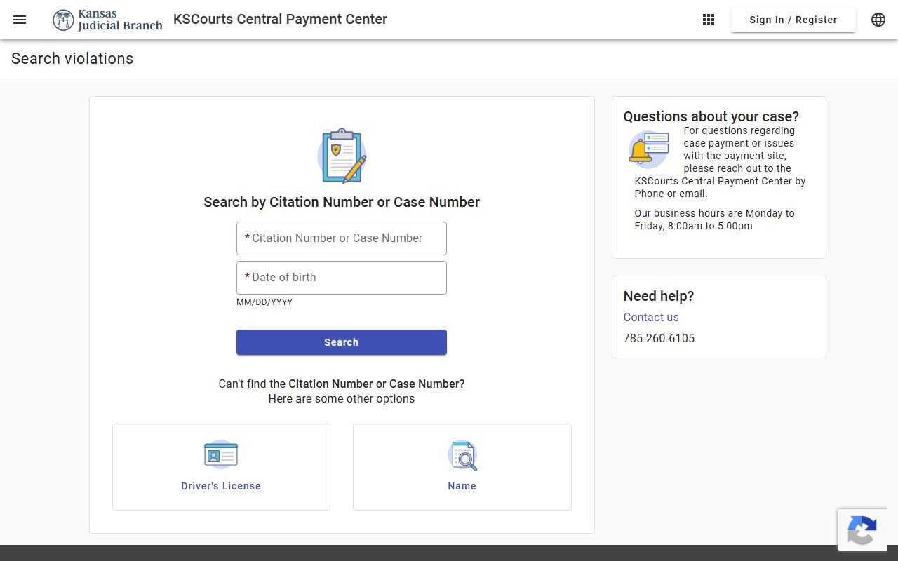 Phillips County traffic court records Kansas Central Payment Center search