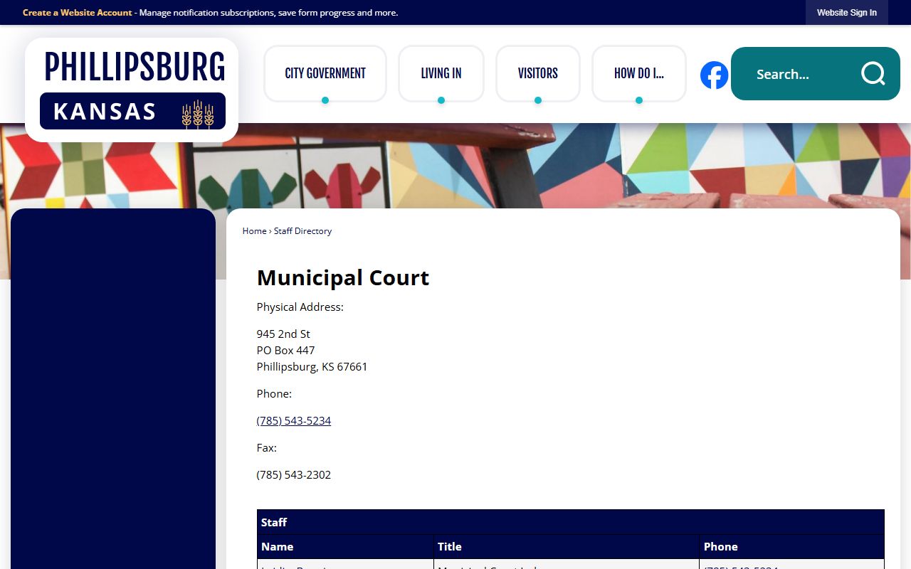 Phillips County traffic court records Phillipsburg Municipal Court directory