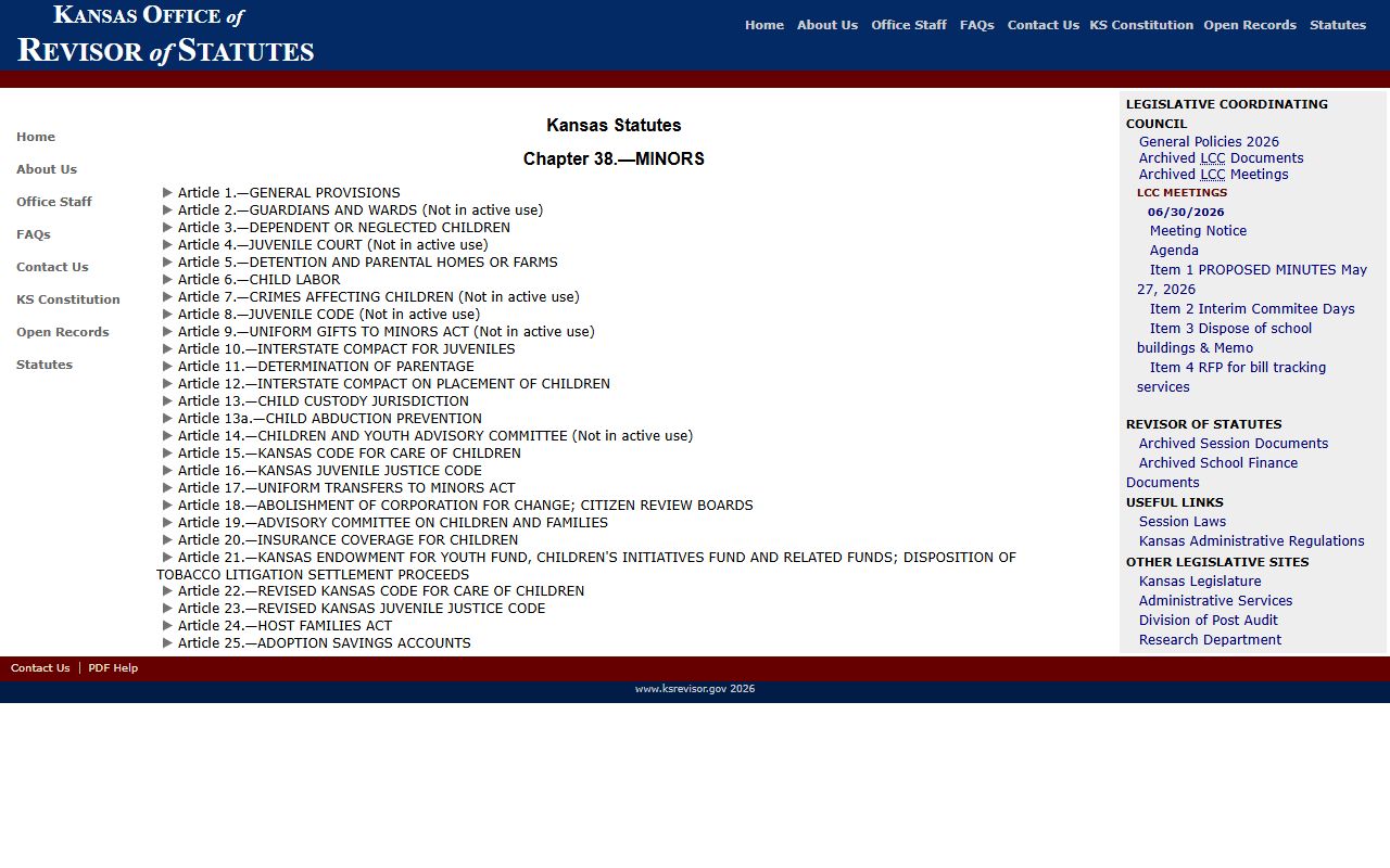 Phillips County warrant records Kansas minors chapter